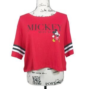 Disney Mickey Mouse Crop Top Varsity Vacation Novelty Size XL